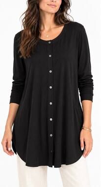 J. Jill Wearever Button Front Tunic Top Black Plus Size 2X